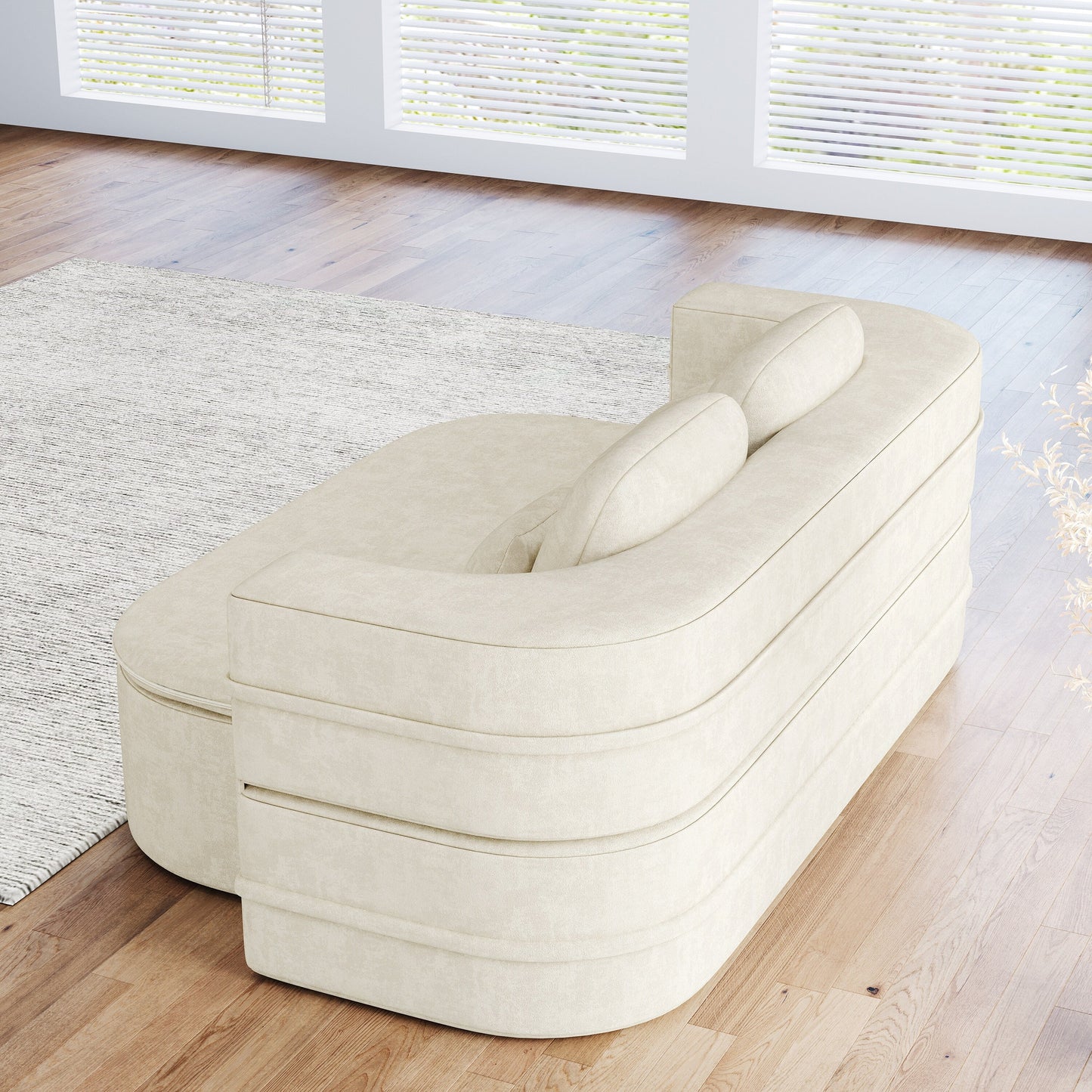 75'' Convertible Sleeper Sofa Bed with Blanket Floor Sofa Lounge Sofa for Living Room