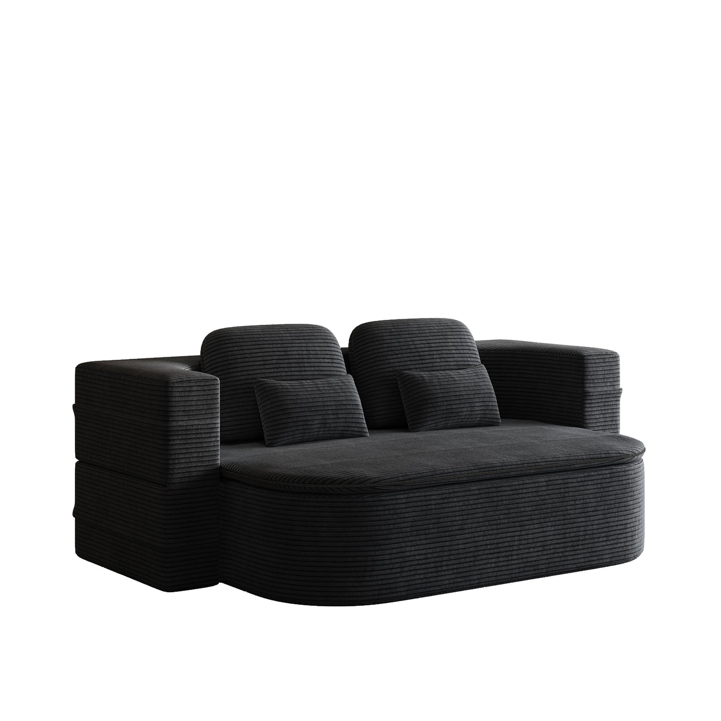 75'' Convertible Sleeper Sofa Bed with Blanket Floor Sofa Lounge Sofa for Living Room
