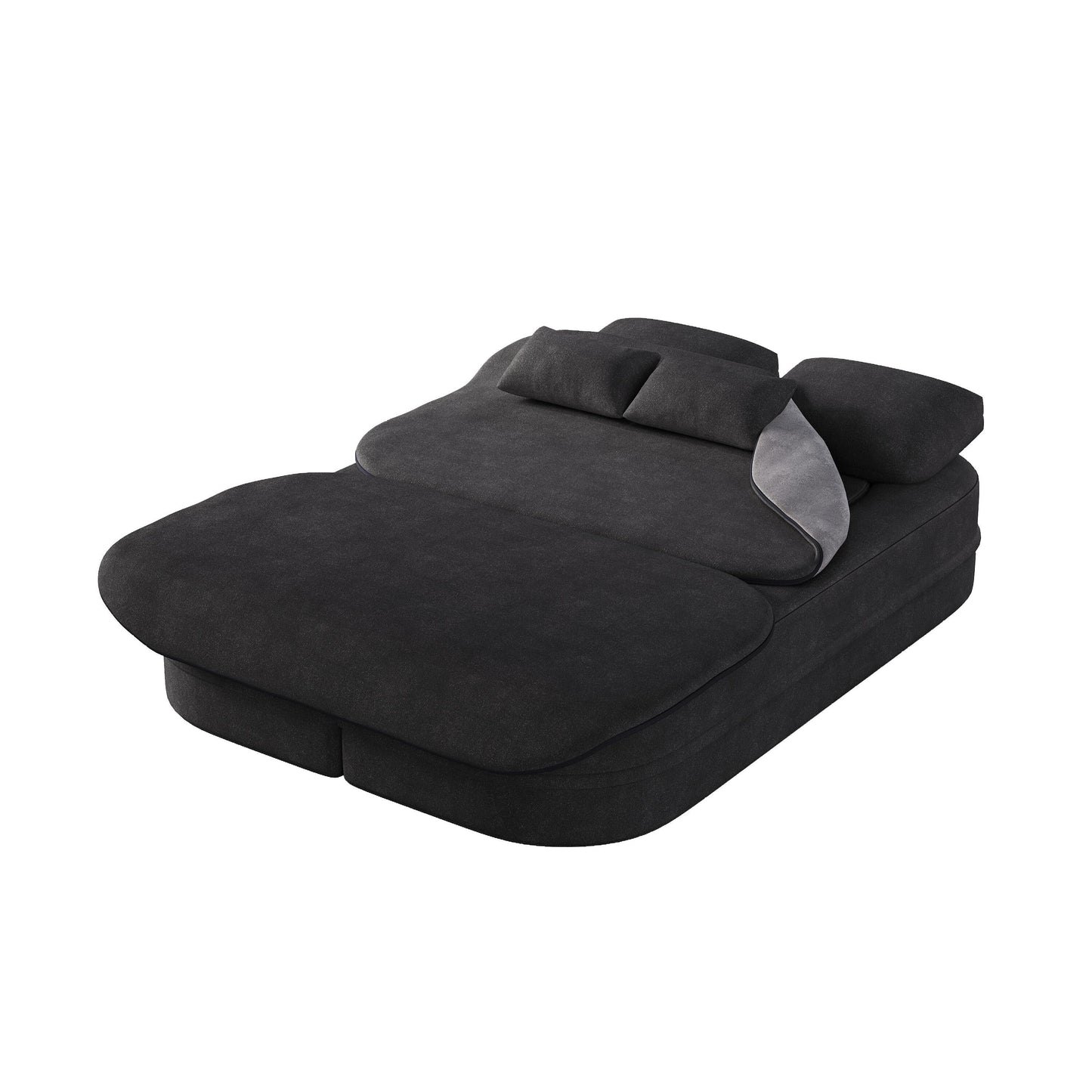 75''2-in-1 Foldable Sofa,Convertible Sleeper Foam Chenille Floor folding Sofa Bed with Multi Functional Blanket,Lounge Sofa