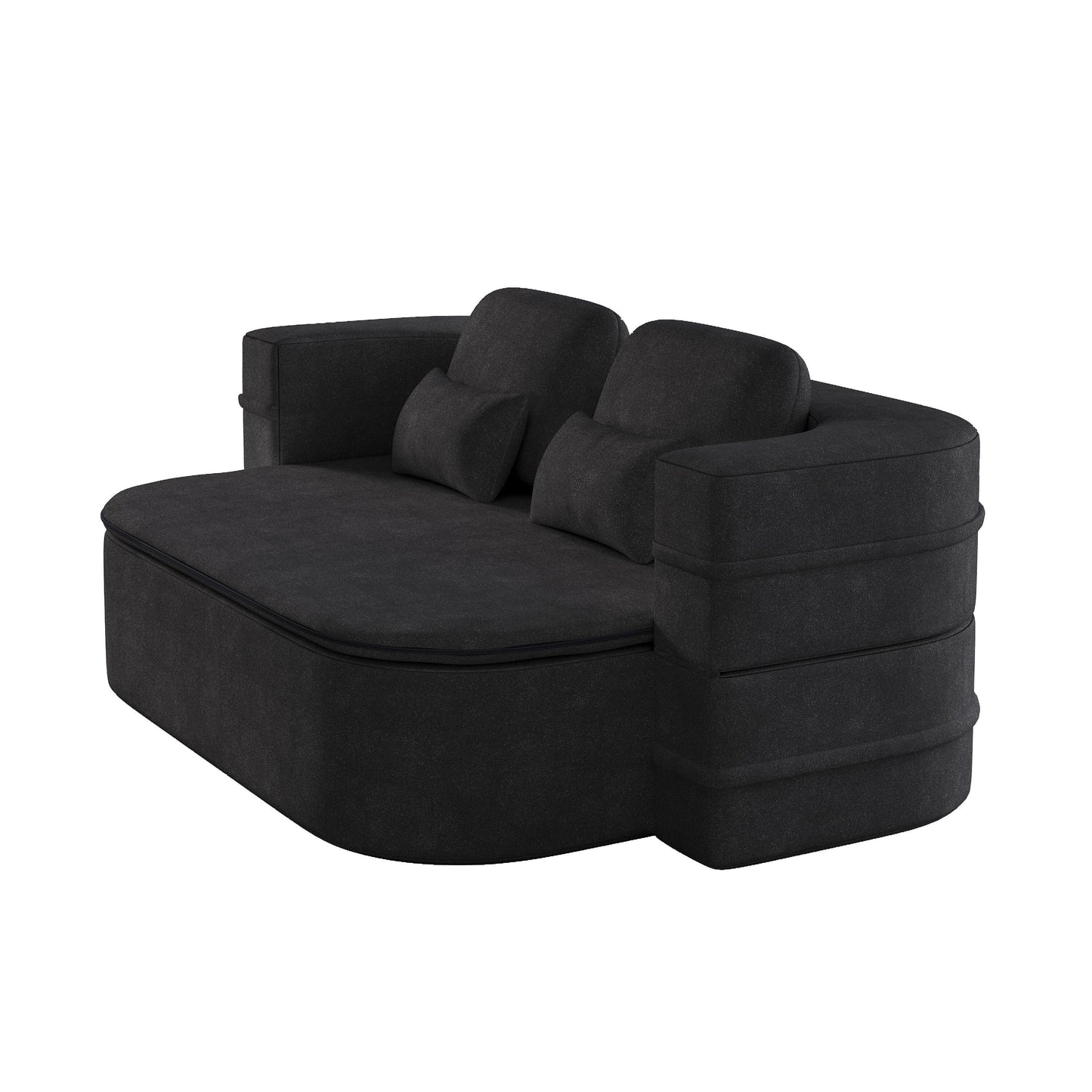 75''2-in-1 Foldable Sofa,Convertible Sleeper Foam Chenille Floor folding Sofa Bed with Multi Functional Blanket,Lounge Sofa