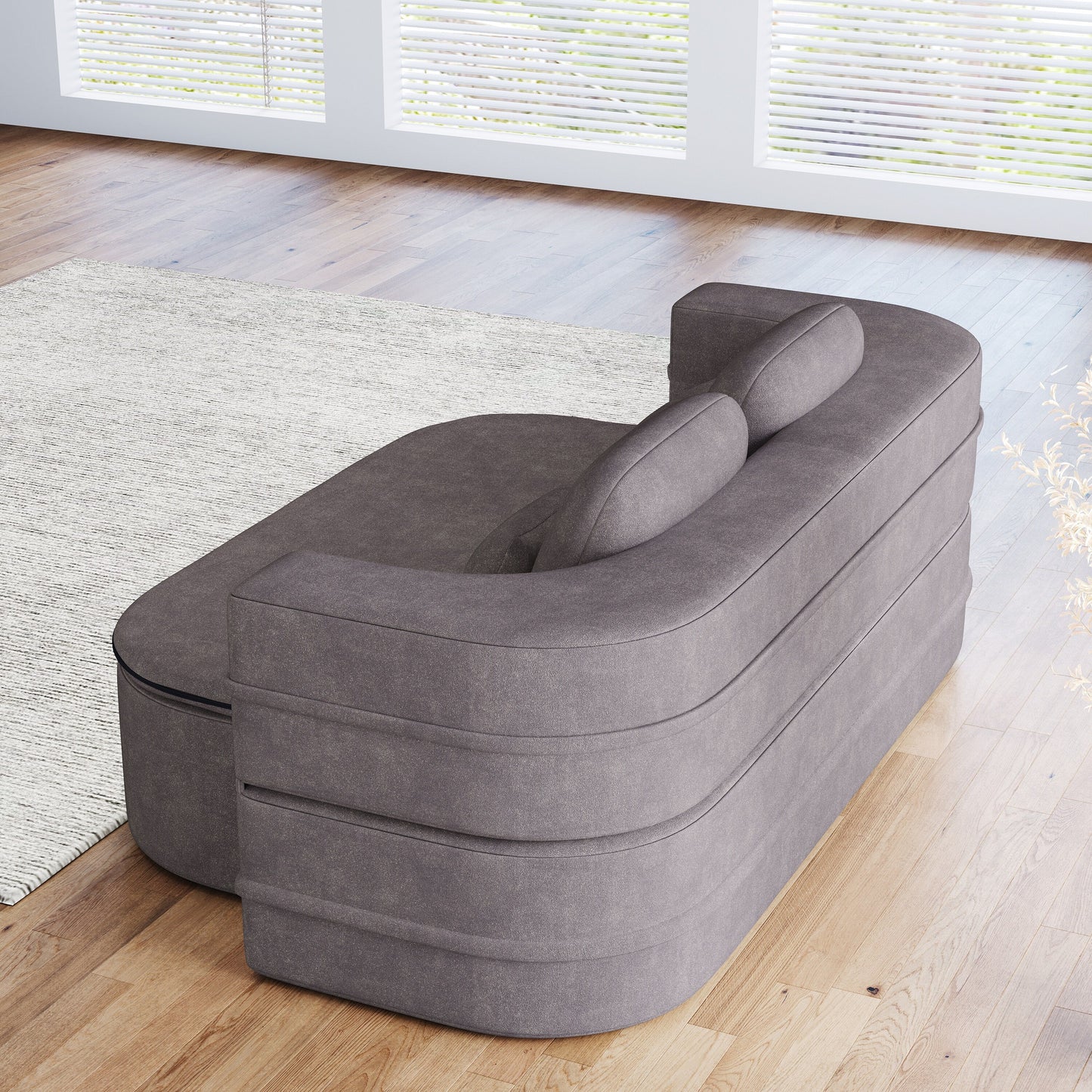 75''2-in-1 Foldable Sofa,Convertible Sleeper Foam Chenille Floor folding Sofa Bed with Multi Functional Blanket,Lounge Sofa