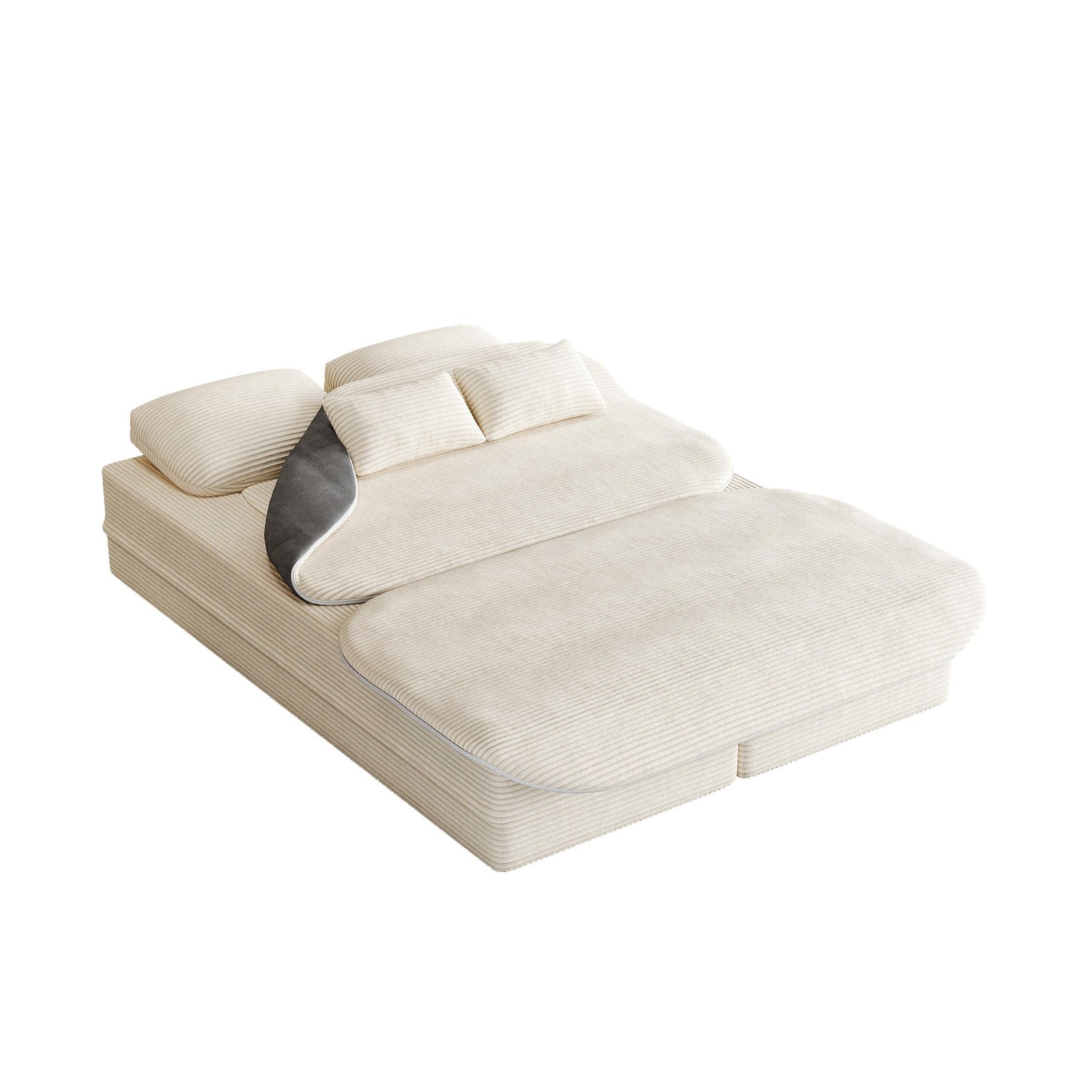 75''2-in-1 Foldable Sofa,Convertible Sleeper Foam Sofa Bed with Multi Functional Blanket, Floor Sofa Lounge Sofa