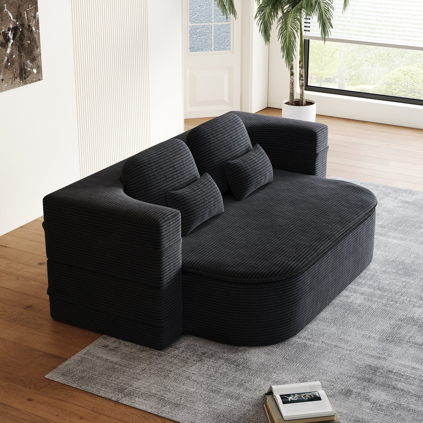 75''2-in-1 Foldable Sofa,Convertible Sleeper Foam Sofa Bed with Multi Functional Blanket, Floor Sofa Lounge Sofa