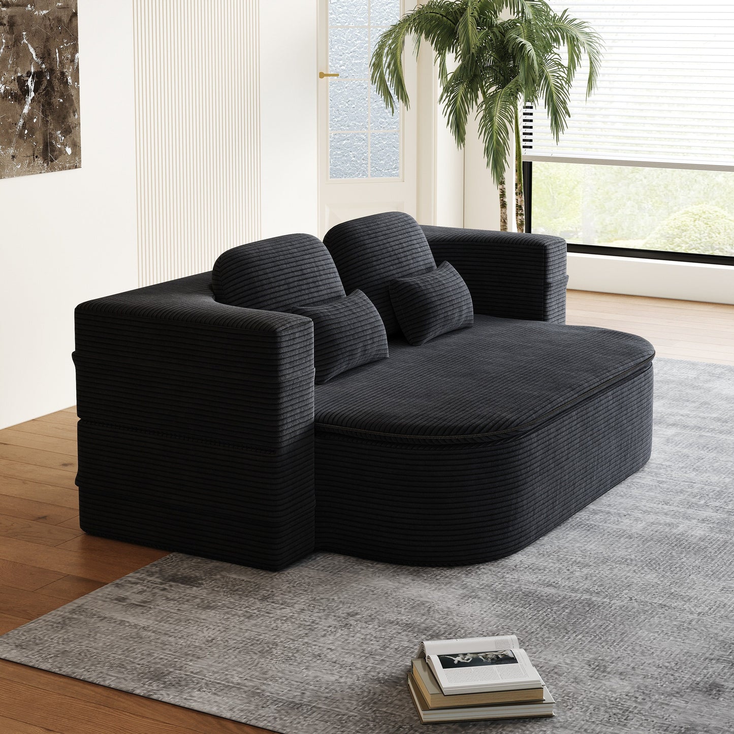 75''2-in-1 Foldable Sofa,Convertible Sleeper Foam Sofa Bed with Multi Functional Blanket, Floor Sofa Lounge Sofa