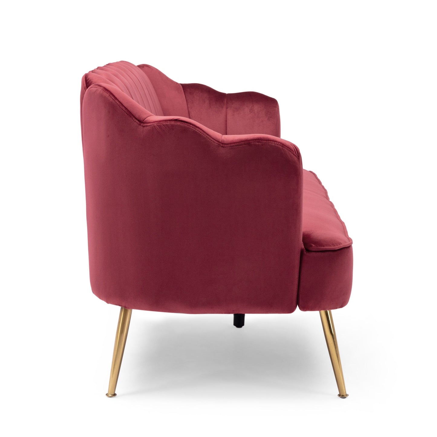 76.25 Velvet Channel Stitching 3-seater Sofa with Metal Legs for Living Room