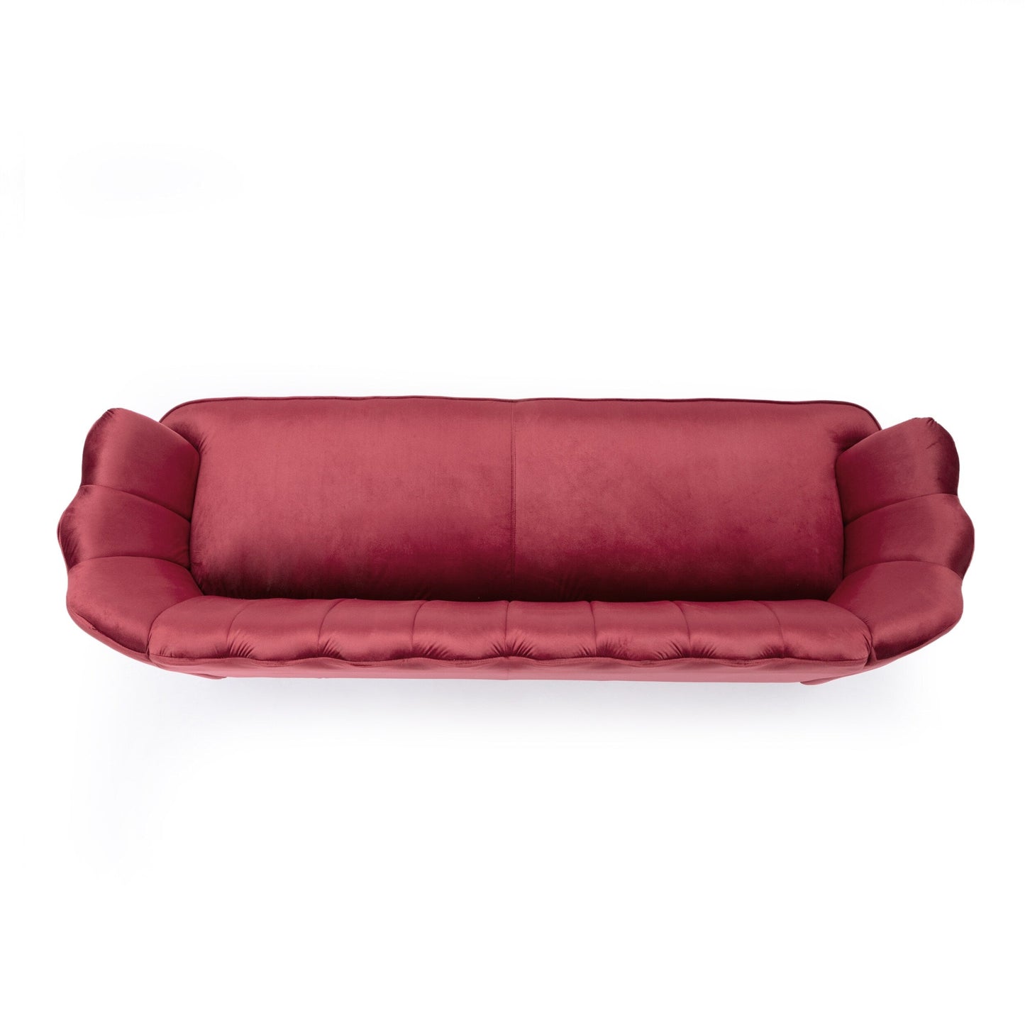 76.25 Velvet Channel Stitching 3-seater Sofa with Metal Legs for Living Room