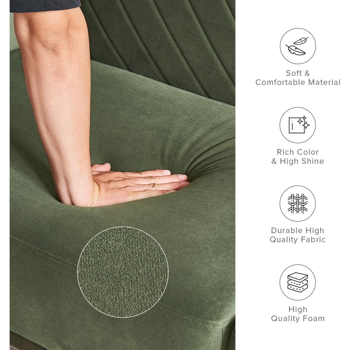 76.8 Mid Century Modern Futon Sofa Bed - Small Sleeper Loveseat Couch with Premium Velvet Cover for Living Room, Olive Green