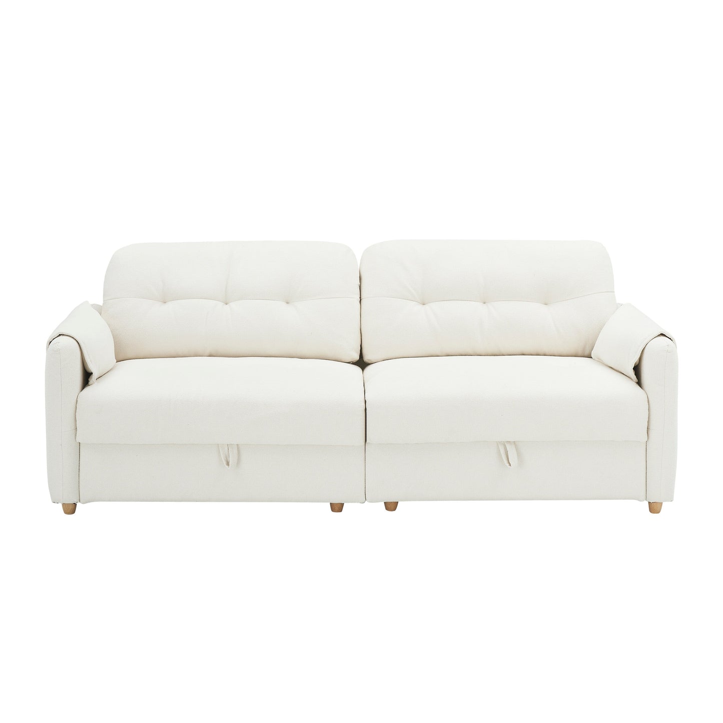 79.50 inches long, Teddy Cotton Linen Sofa Fabric, with metal conical long legs, metal strip matching, stylish and simple