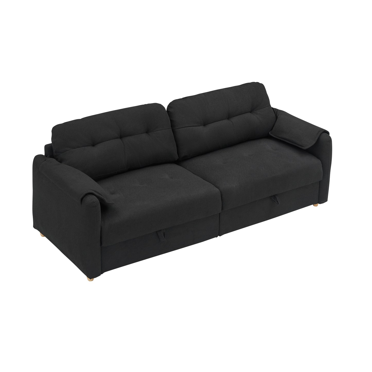 79.50 inches long, Teddy Cotton Linen Sofa Fabric, with metal conical long legs, metal strip matching, stylish and simple