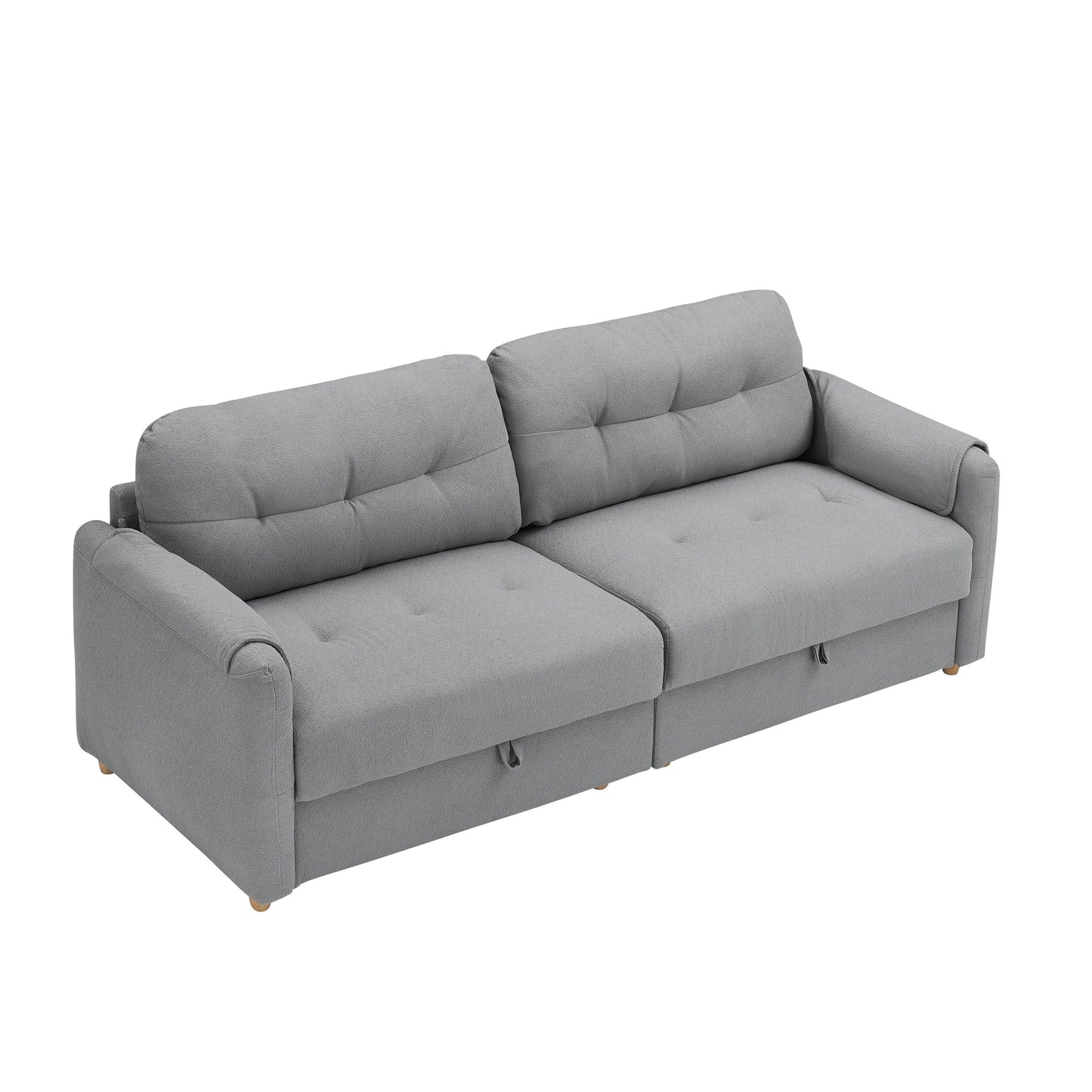 79.50 inches long, Teddy Cotton Linen Sofa Fabric, with metal conical long legs, metal strip matching, stylish and simple