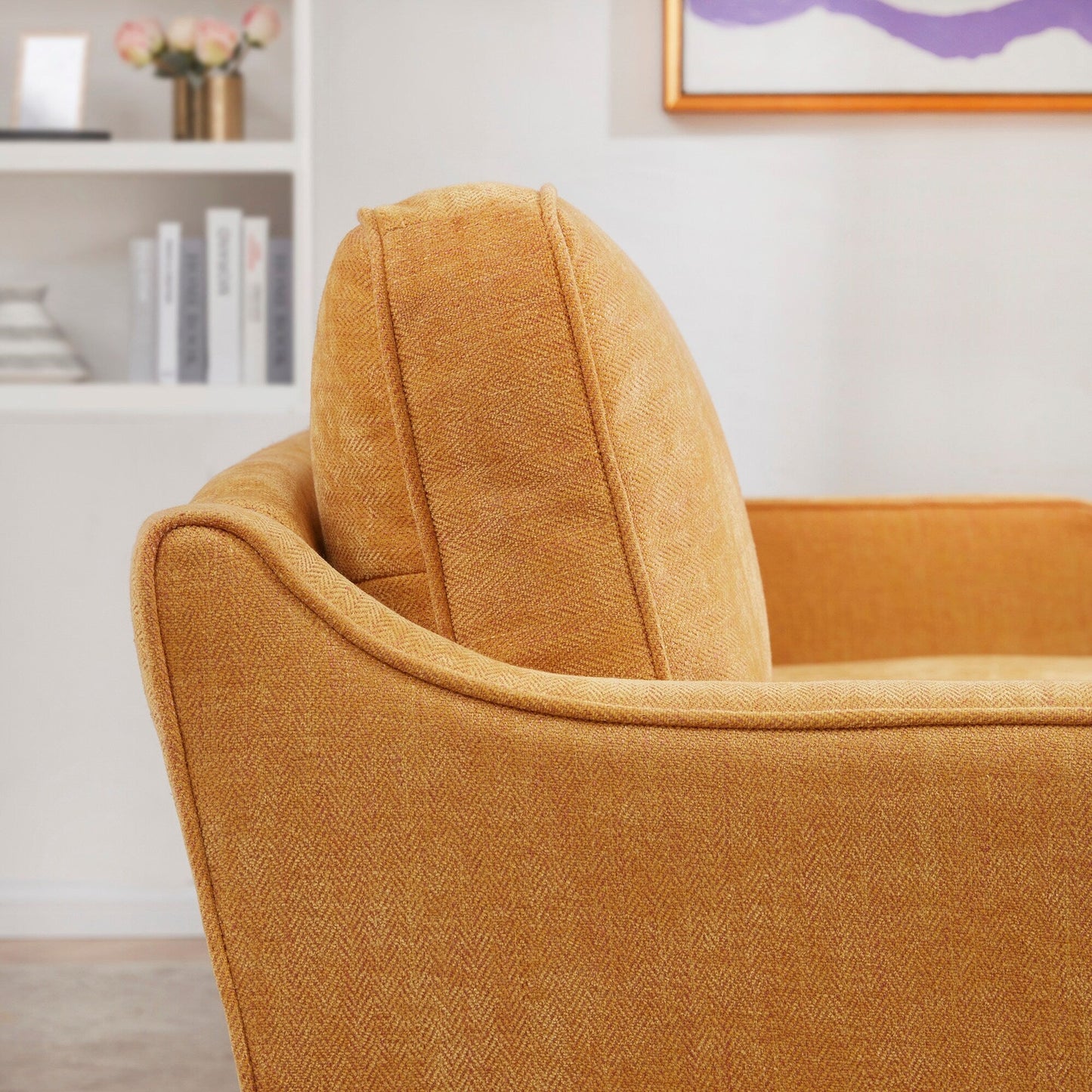 79.5 Fabric Modern Classic 3-Seater Sofa Square Arms for Living Room
