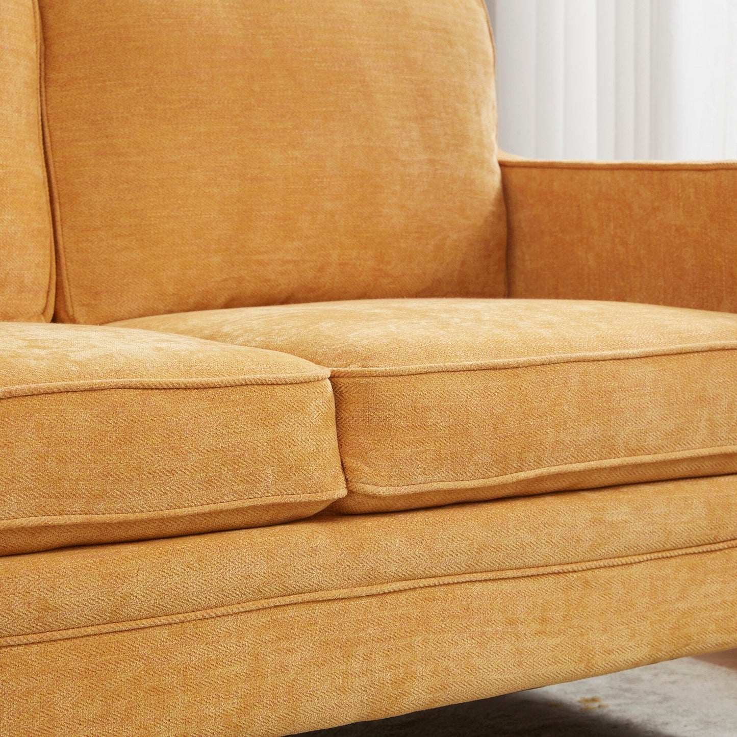 79.5 Fabric Modern Classic 3-Seater Sofa Square Arms for Living Room