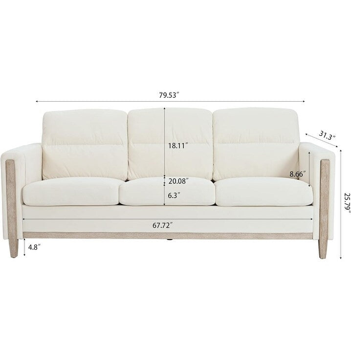 79.5 Sofa Couch Modern 3-Seater Sofa with Cushions Armrest Side Pocket for Living Room