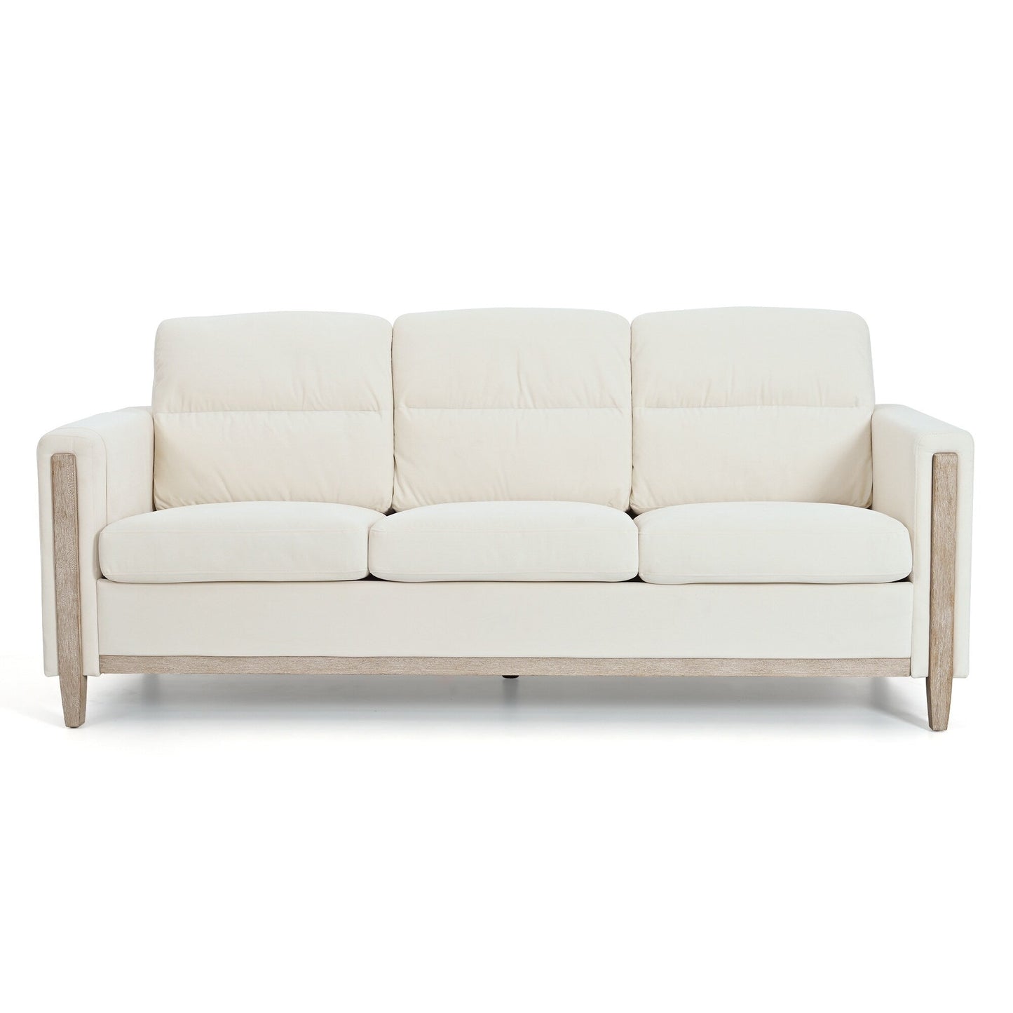 79.5 Velvet Solid Wood 3-Seater Sofa with Pocket Spring Seat, PP Foam Backrest, and Side Storage Pocket