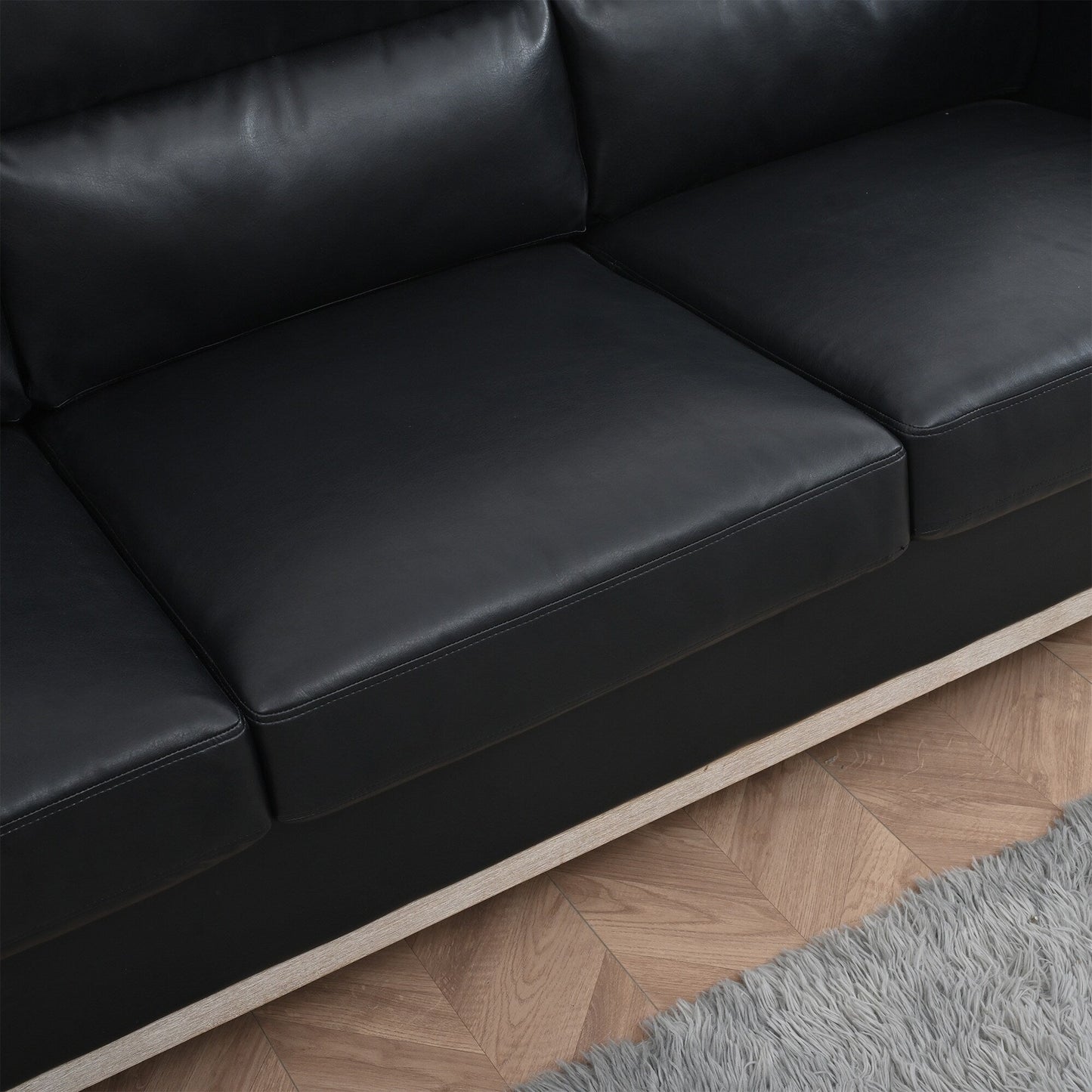 79.5 Velvet Solid Wood 3-Seater Sofa with Pocket Spring Seat, PP Foam Backrest, and Side Storage Pocket