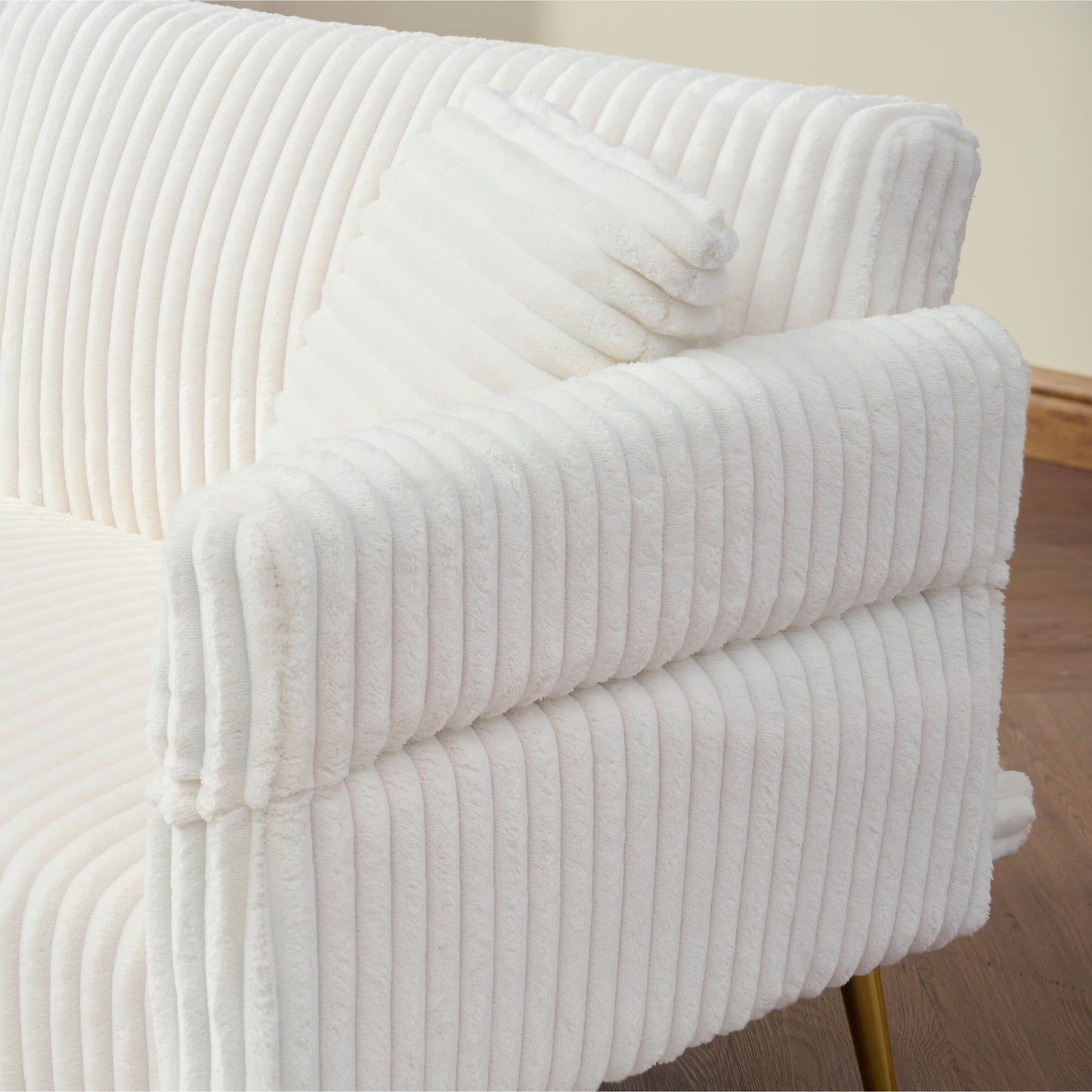 79 Corduroy Foldable Sofa Bed with 3-Position Armrests, High-Resilience Foam, and Metal Legs