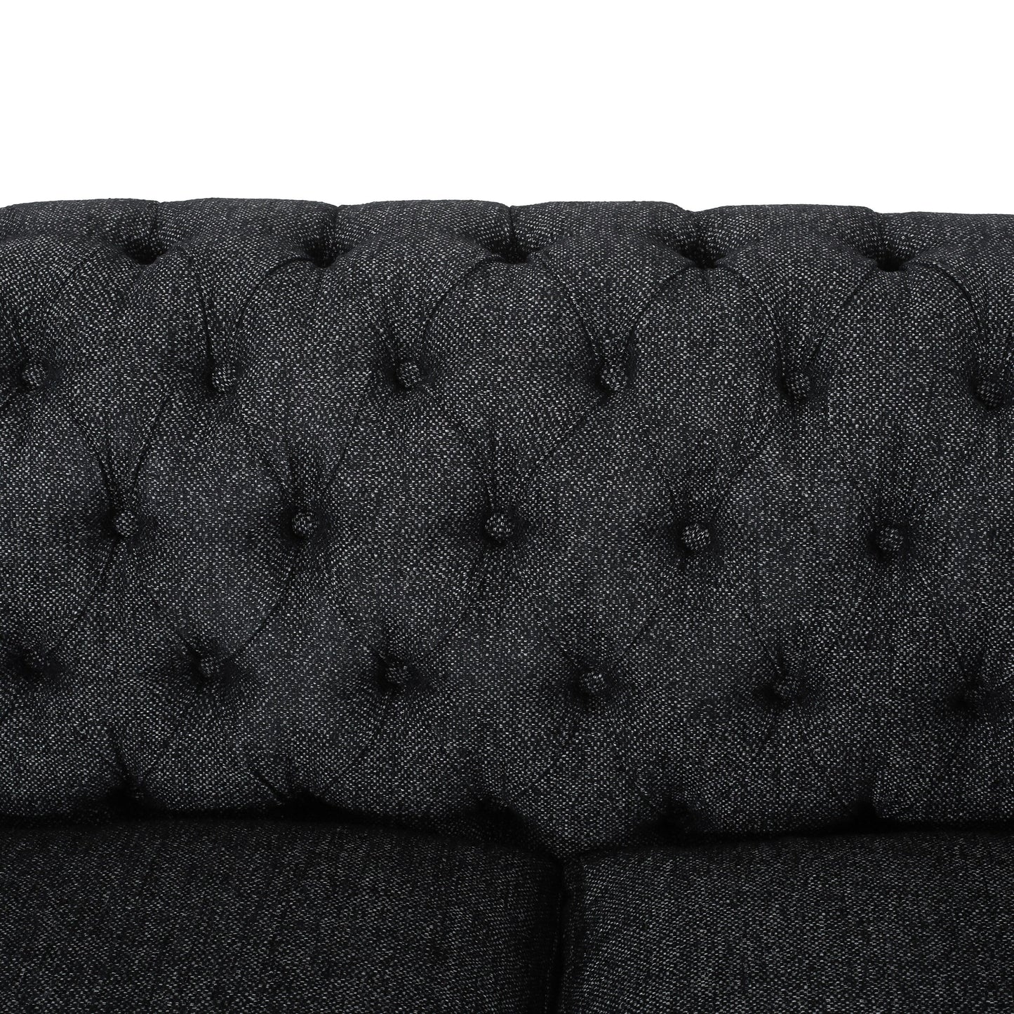 83.3'' Fabric Tufted Sofa with Wood Legs and Removable Cushions