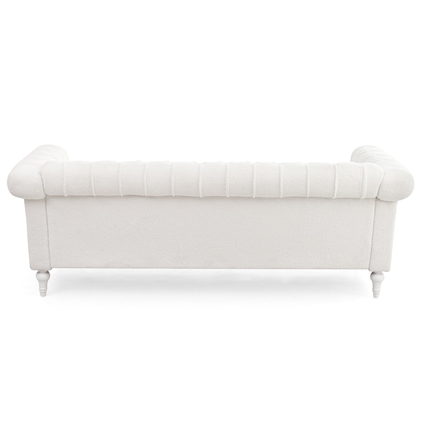 83.66 PU Leather Square Arm 3-Seater Sofa with Removable Cushions, Pocket Spring Support, and Studded Trim