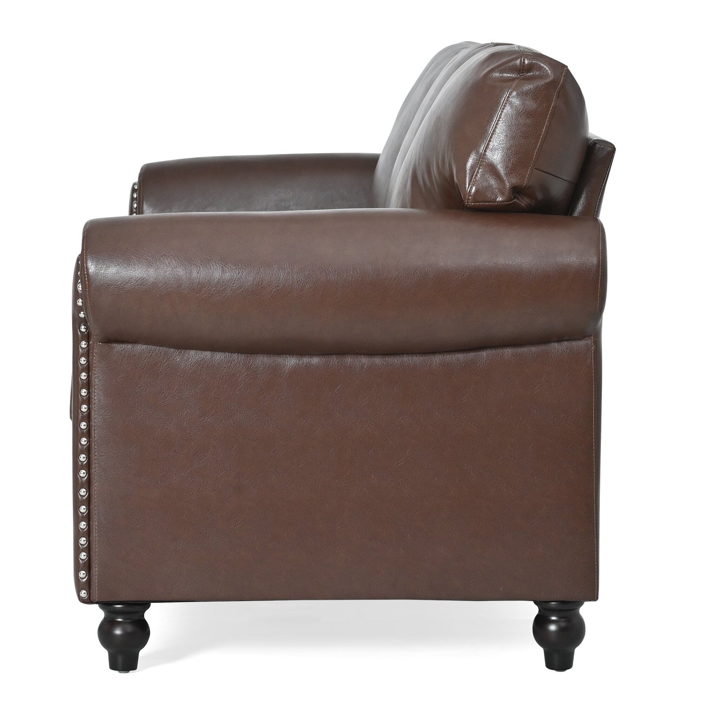 83.86 Fabric Roll-Arm 3-Seater Sofa with Pocket Spring Seat, PP Foam Backrest, and Solid Wood Frame