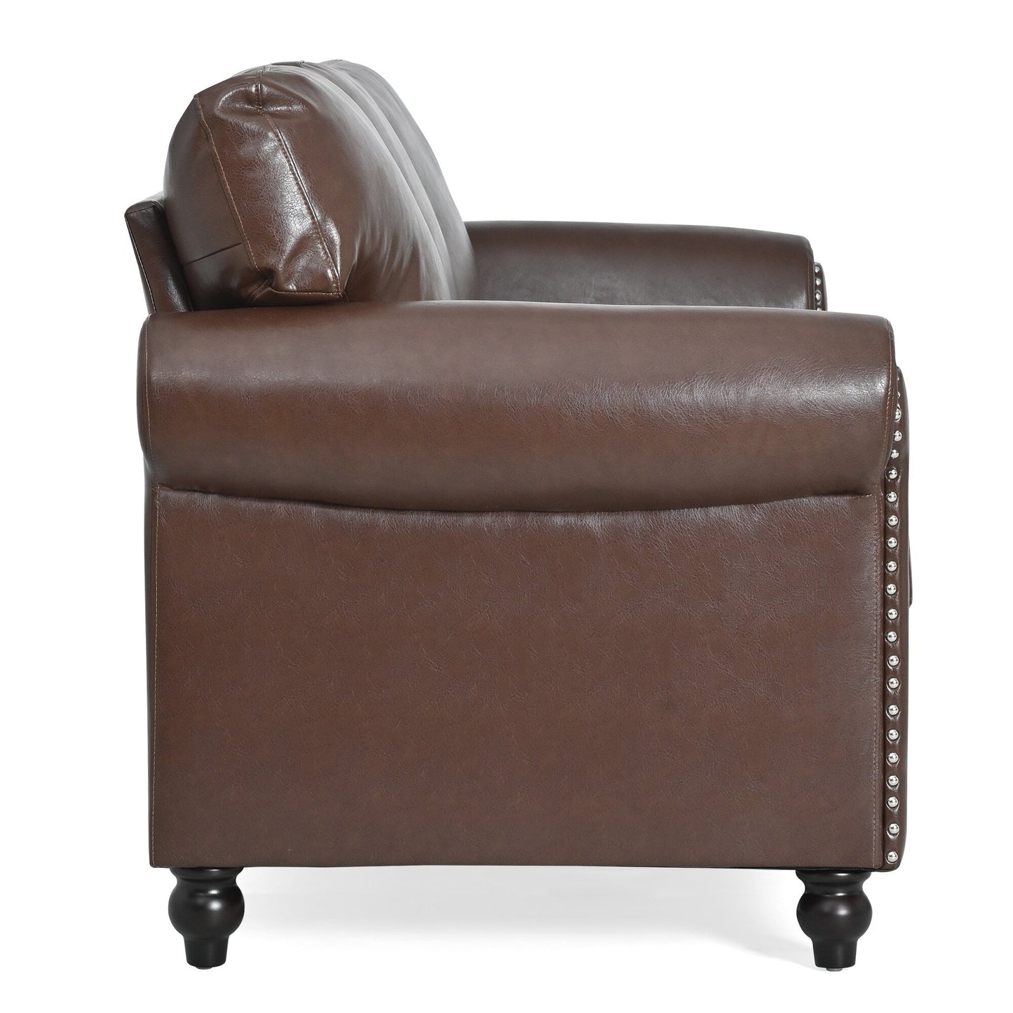 83.86 Fabric Roll-Arm 3-Seater Sofa with Pocket Spring Seat, PP Foam Backrest, and Solid Wood Frame