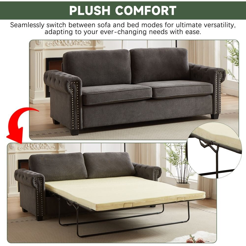 83.8 Convertible 2-in-1 Pullout Polyester Sleeper Sofa Bed