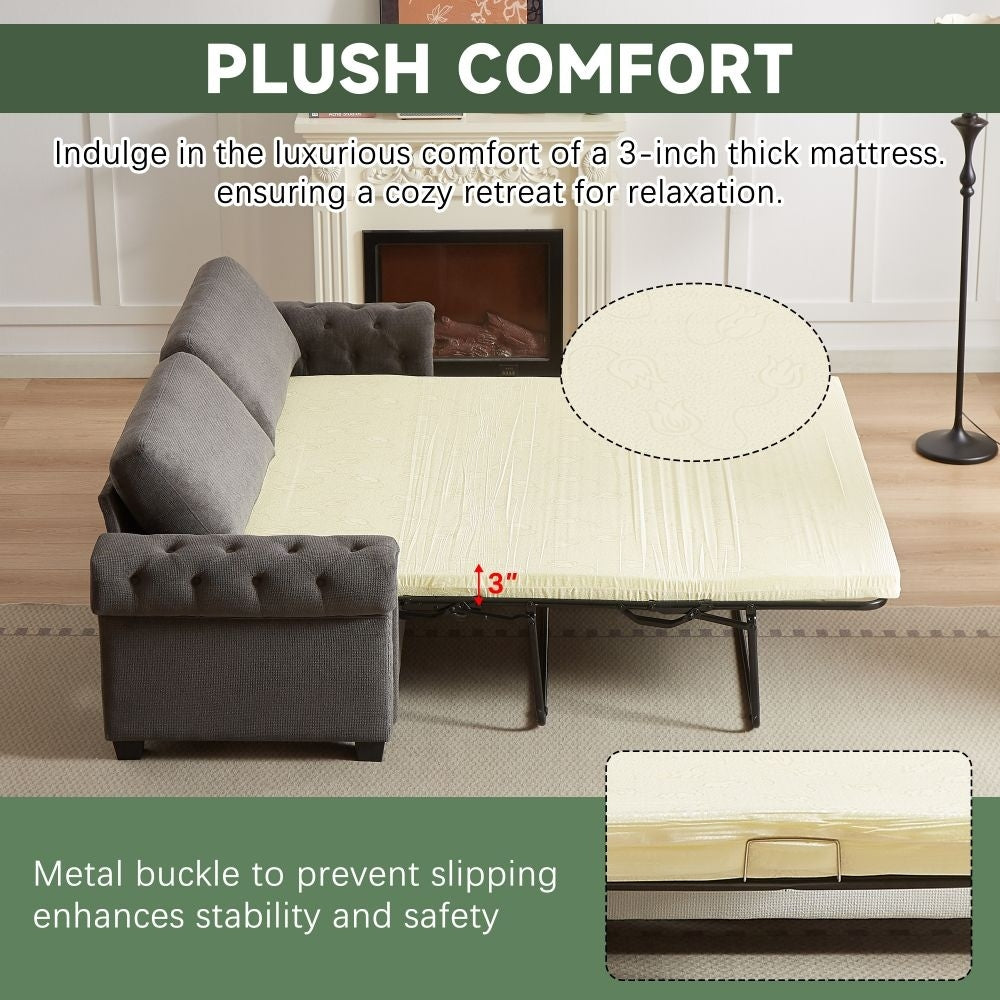 83.8 Convertible 2-in-1 Pullout Polyester Sleeper Sofa Bed