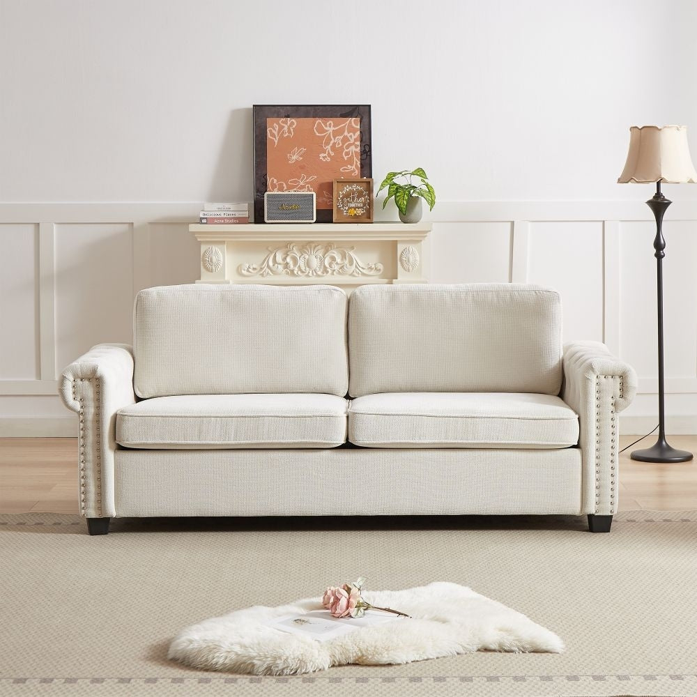 83.8 Convertible 2-in-1 Pullout Polyester Sleeper Sofa Bed