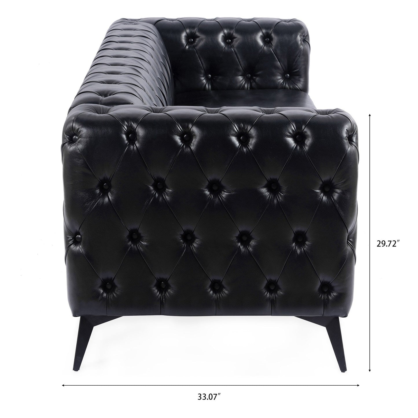 84.06 PU Traditional Square Arm 3-Seater Sofa with Removable Cushions, Pocket Spring Seat, and Iron Sled Base