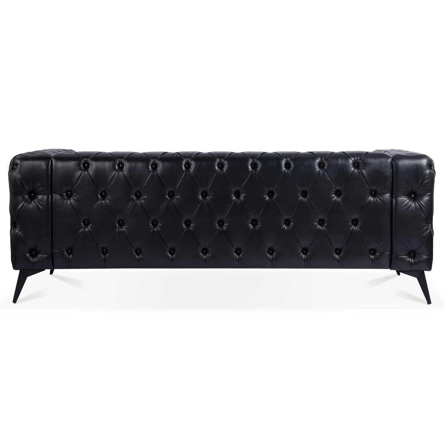 84.06 PU Traditional Square Arm 3-Seater Sofa with Removable Cushions, Pocket Spring Seat, and Iron Sled Base