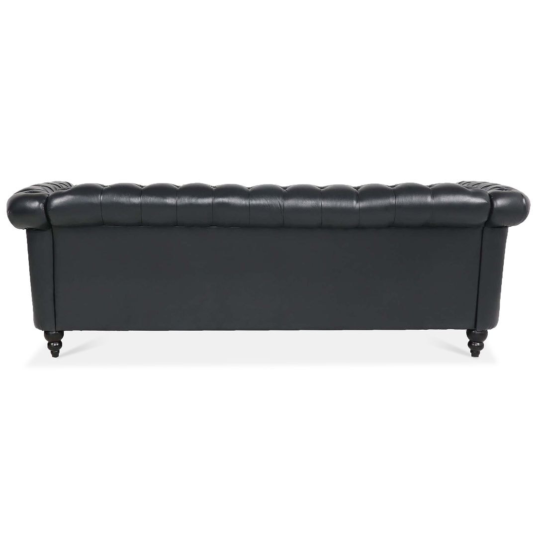 84.65 Chesterfield Tufted Faux Leather Sofa with Rolled Arms