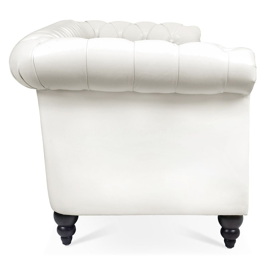 84.65 Chesterfield Tufted Faux Leather Sofa with Rolled Arms