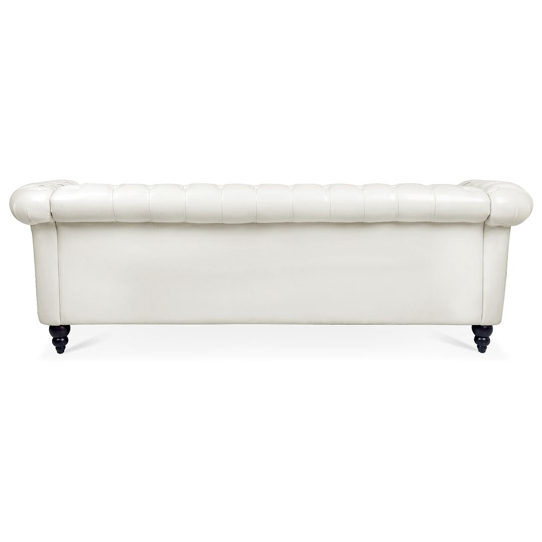 84.65 Chesterfield Tufted Faux Leather Sofa with Rolled Arms