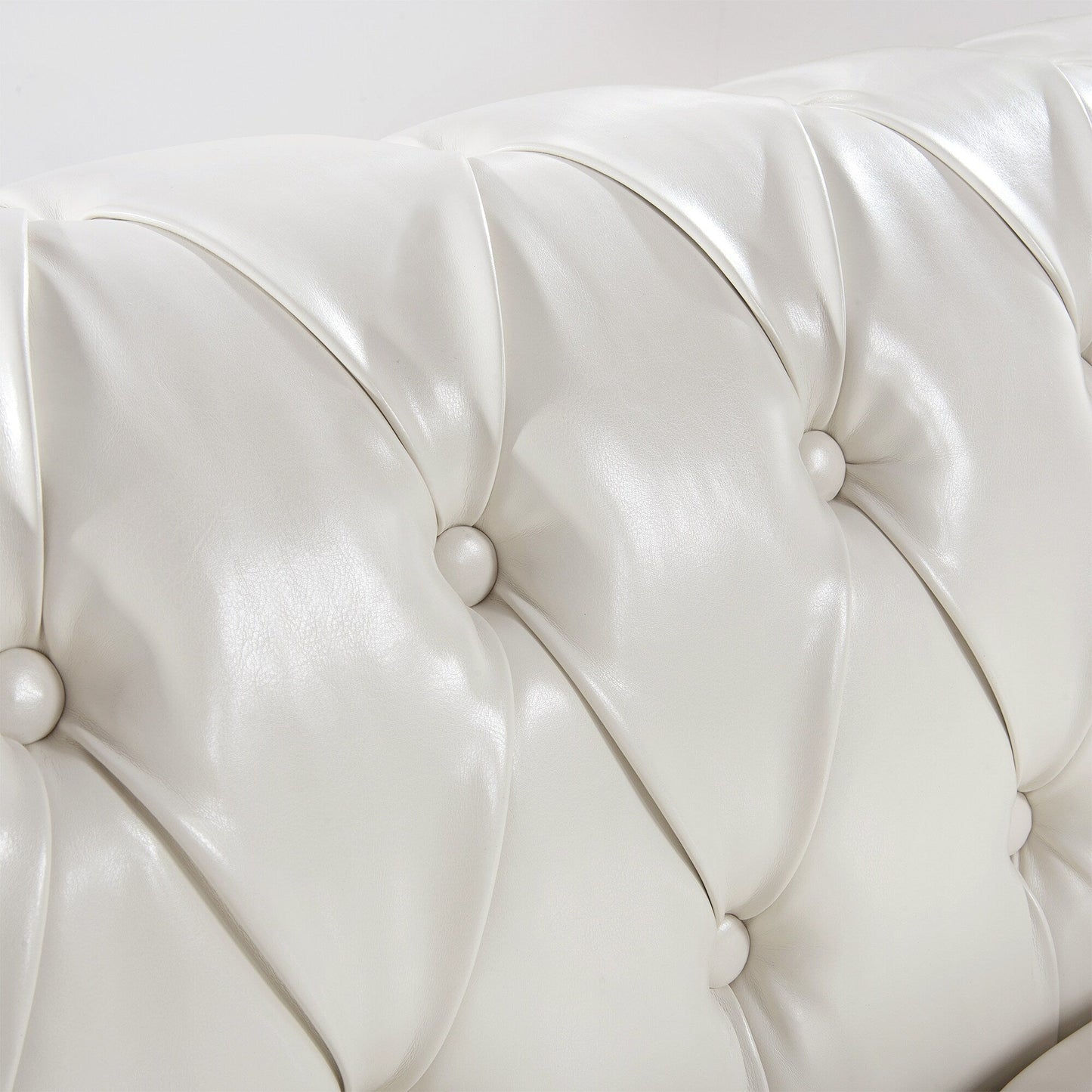 84.65 PU Leather Chesterfield Sofa with Rolled Arms (3-Seater)