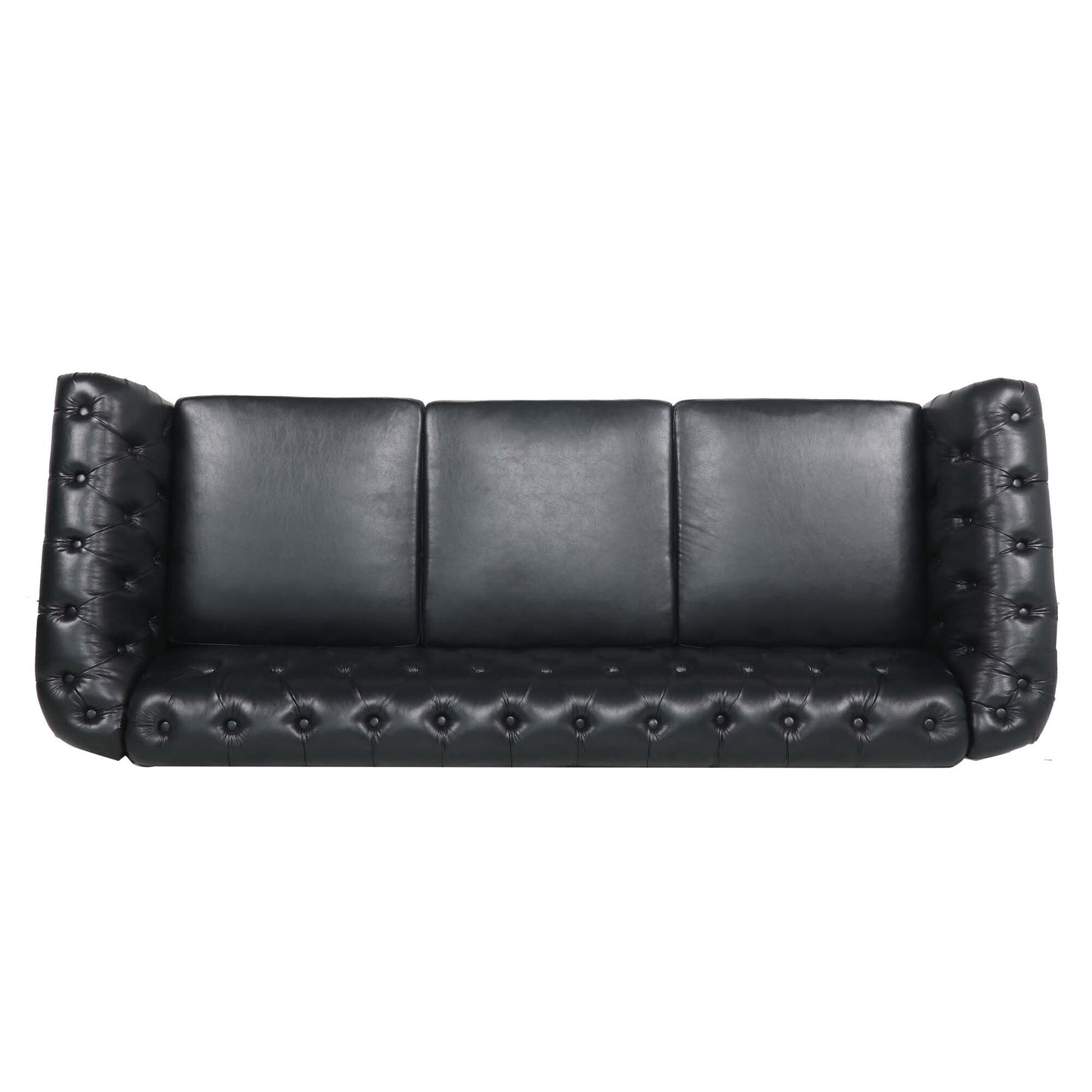84.65 PU Leather Chesterfield Sofa with Rolled Arms (3-Seater)