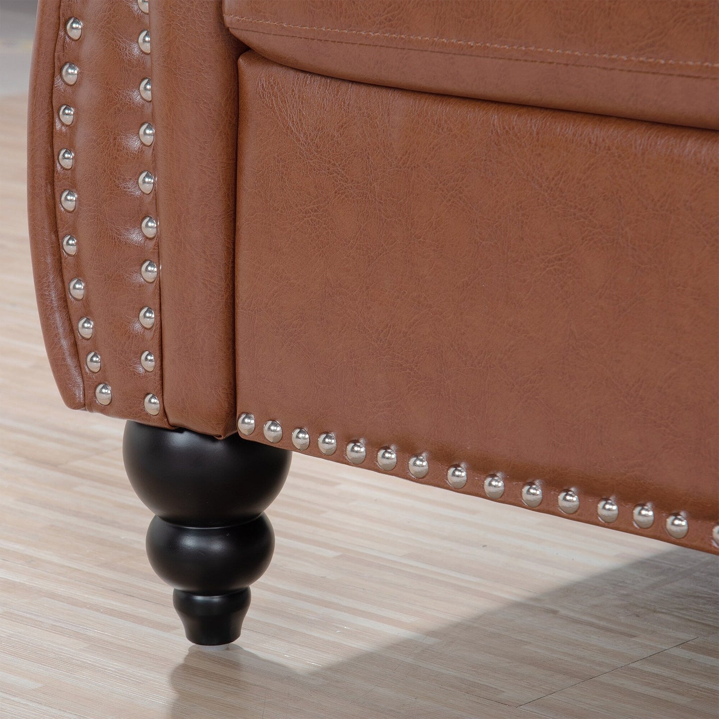 84.65 PU Leather Chesterfield Sofa with Rolled Arms (3-Seater)