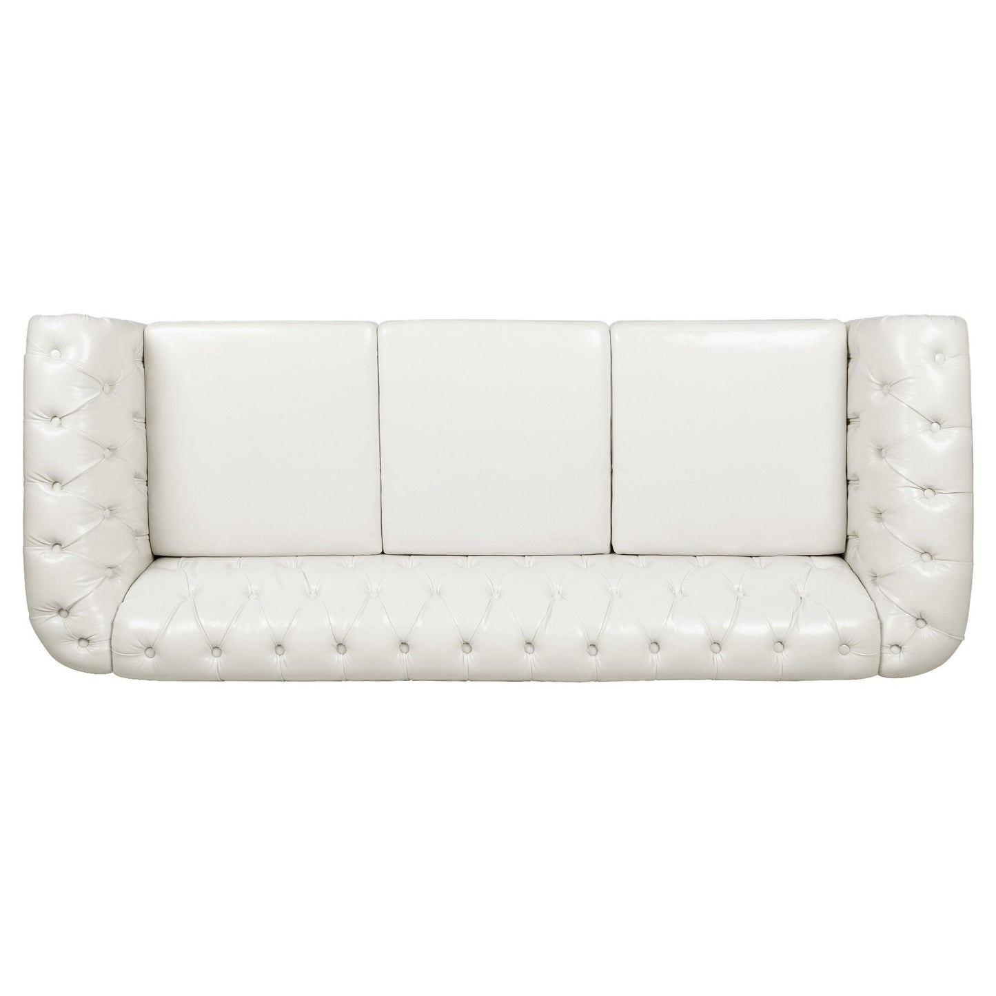 84.65 PU Leather Chesterfield Sofa with Rolled Arms (3-Seater)