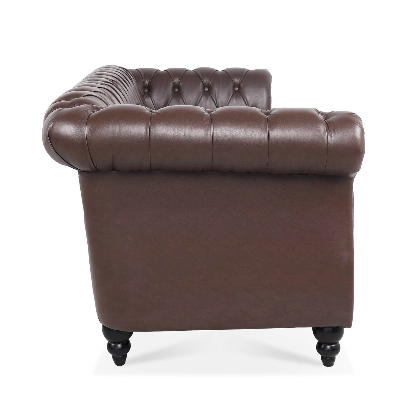 84.65 PU Leather Chesterfield Sofa with Rolled Arms (3-Seater)