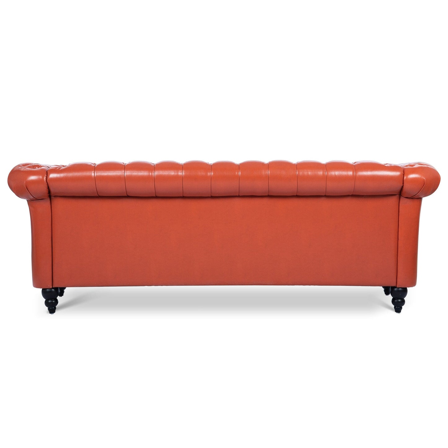 84.65 PU Leather Chesterfield Sofa with Rolled Arms (3-Seater)