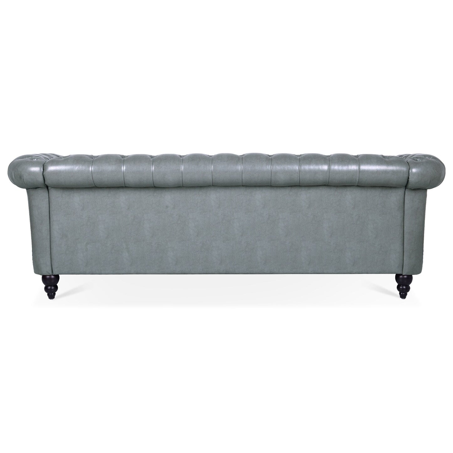 84.65 PU Leather Chesterfield Sofa with Rolled Arms (3-Seater)
