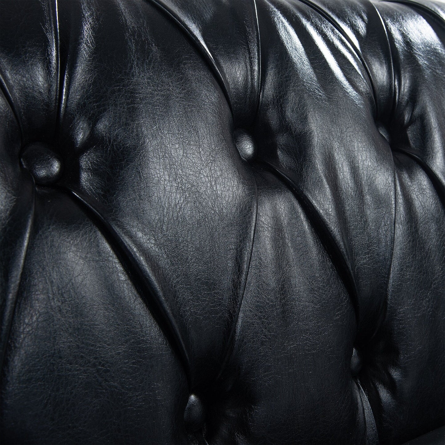 84.65 PU Leather Chesterfield Sofa with Rolled Arms (3-Seater)