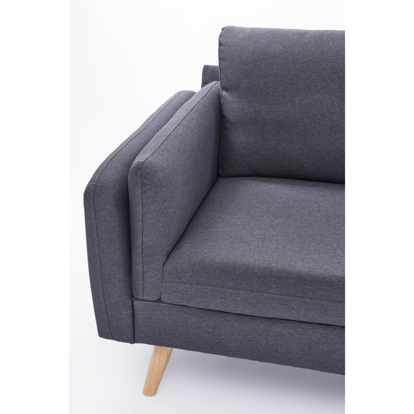 84.6'' Linen L-Shaped 3 Seater Sofa with Reversible Chaise, Independent Spring Cushions, Solid Wood Frame, Double Armrests