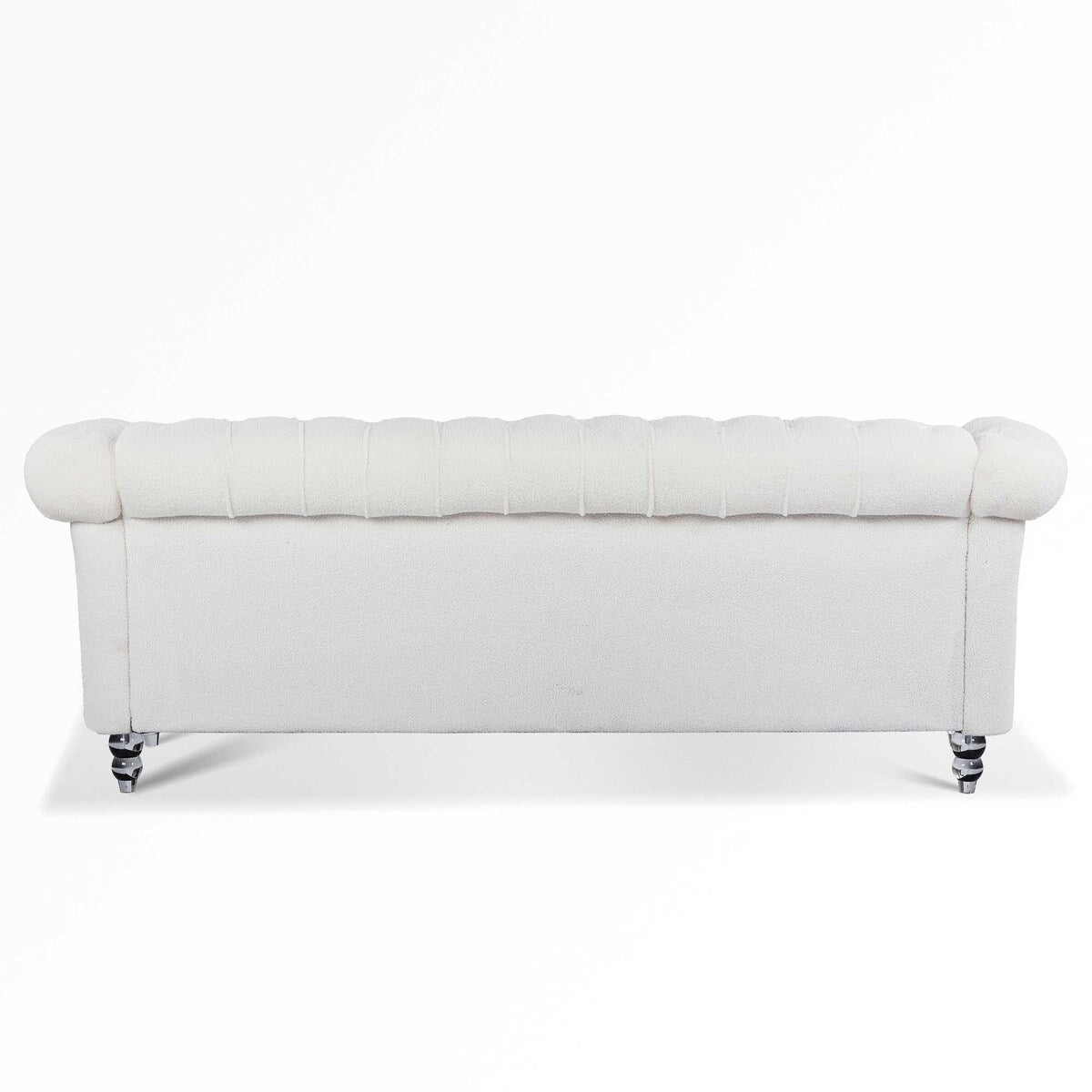 84 White Rolled Arm Chesterfield 3 Seater Sofa Couch