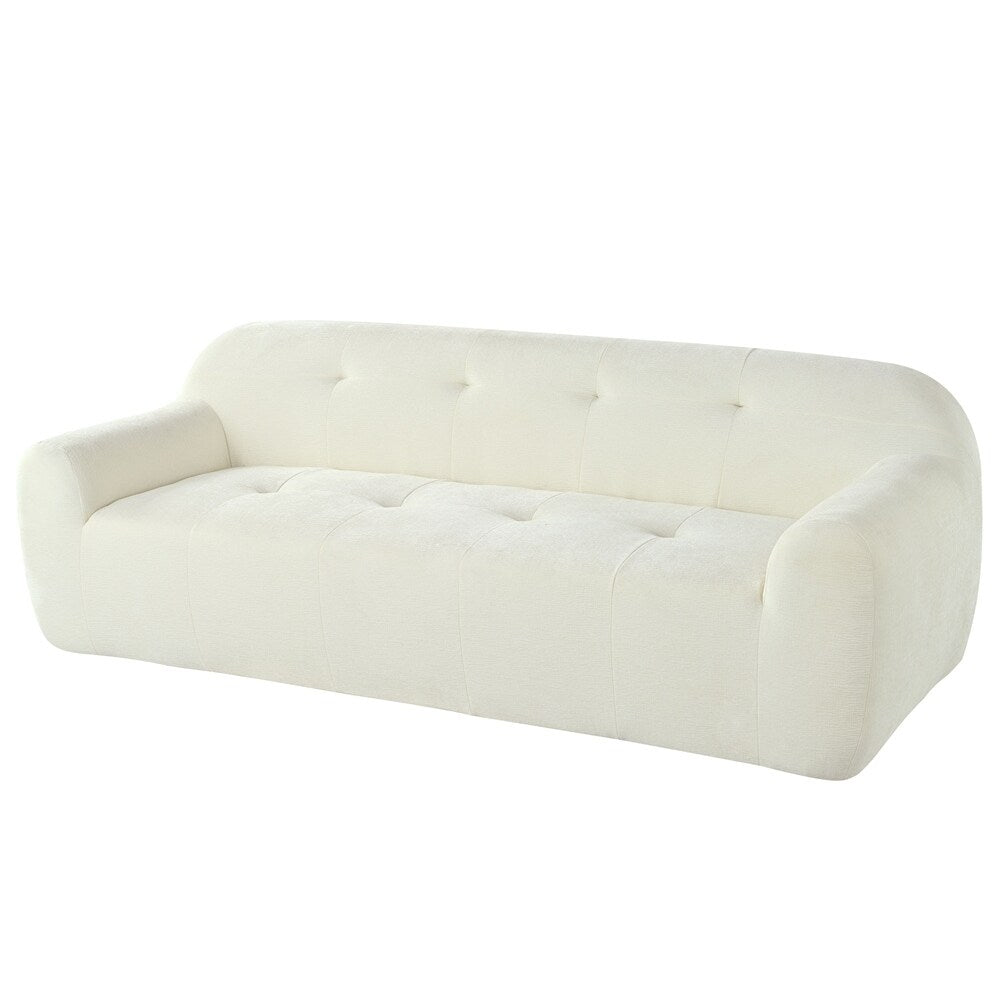 85.8 Inch Wide Chenille Fabric 3-Seater Sofa with Tufted Style