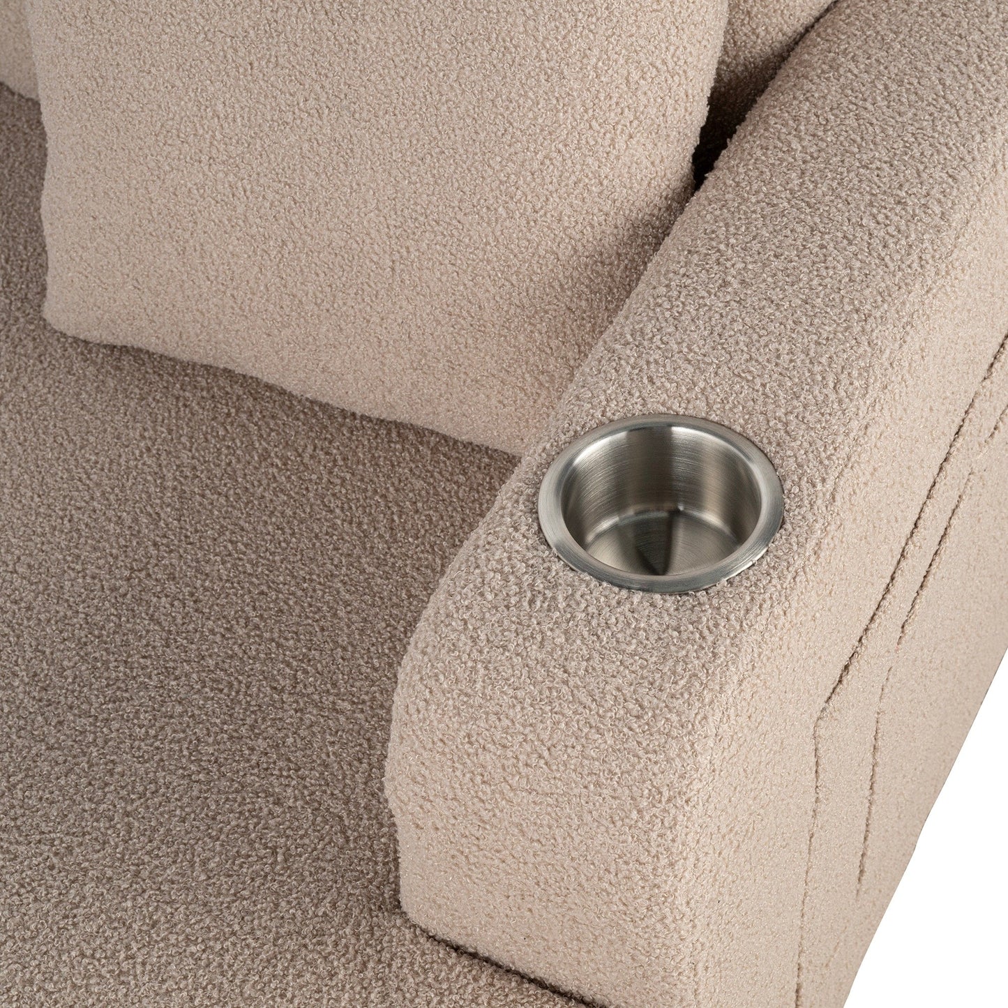 85 Modern Beige Corduroy 3-seater Sofa with USB and 2 Pillows