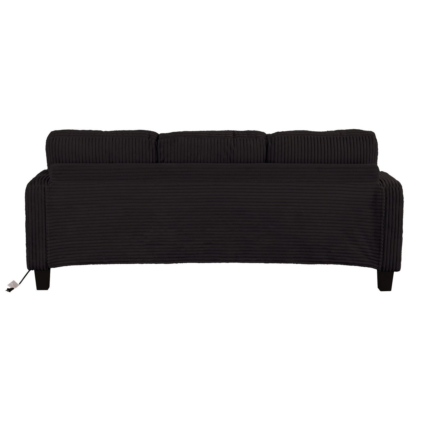 85 Modern Corduroy Rectangle 3-seater Sofa with USB and 2 Pillows