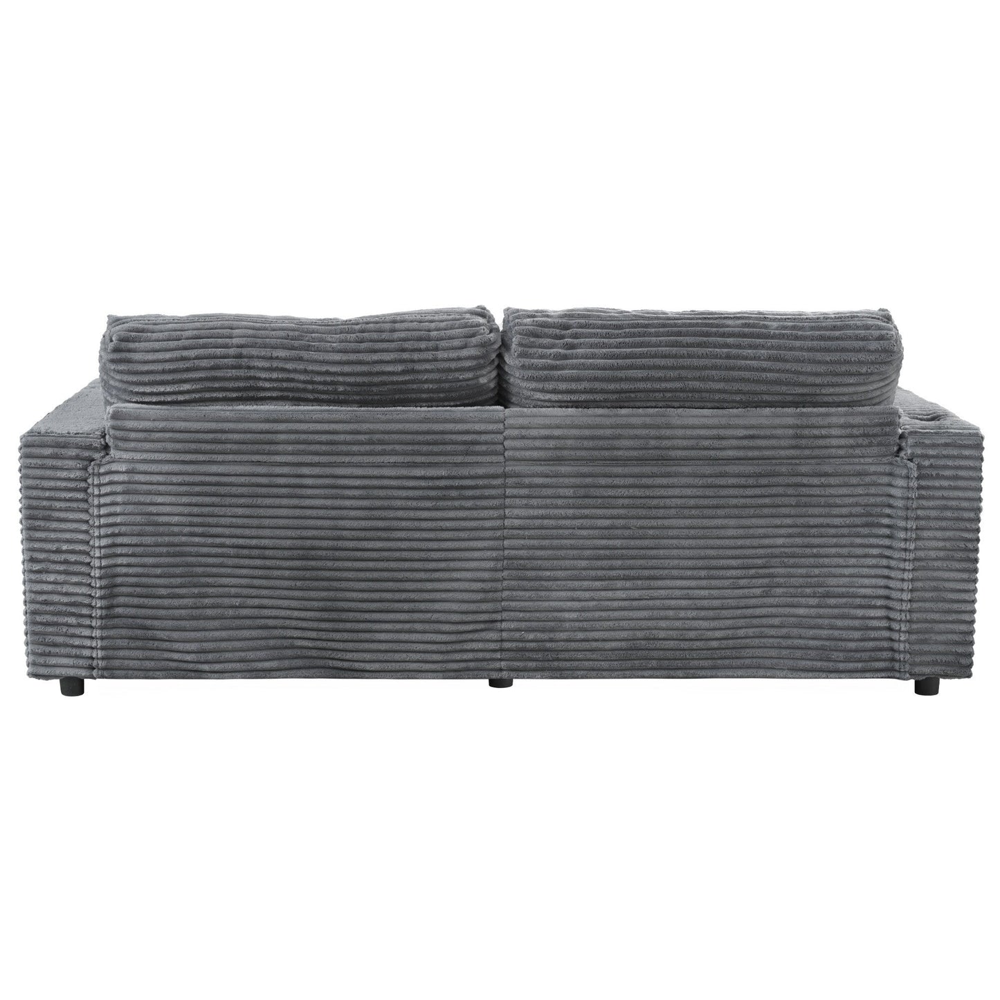 86.5 Corduroy Chaise Lounge Sofa with 2 USB Ports, Cup Holders, and 550lb Capacity