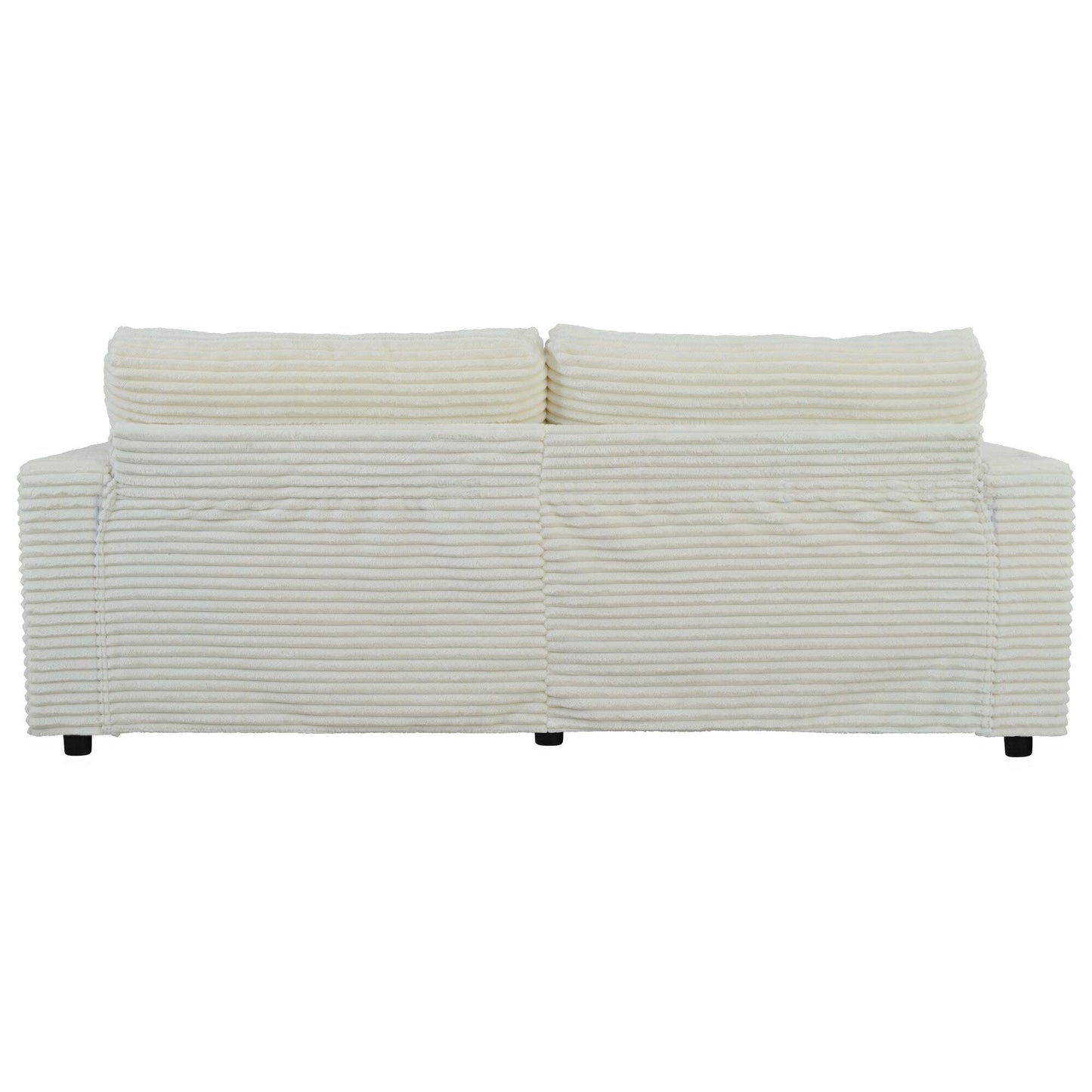 86.5 Corduroy Chaise Lounge Sofa with 2 USB Ports, Cup Holders, and 550lb Capacity