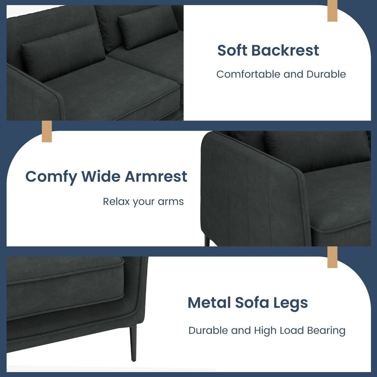 86.61Modern Minimalist Anti-scratch and Water-proof Sofaï¼Dark Gray