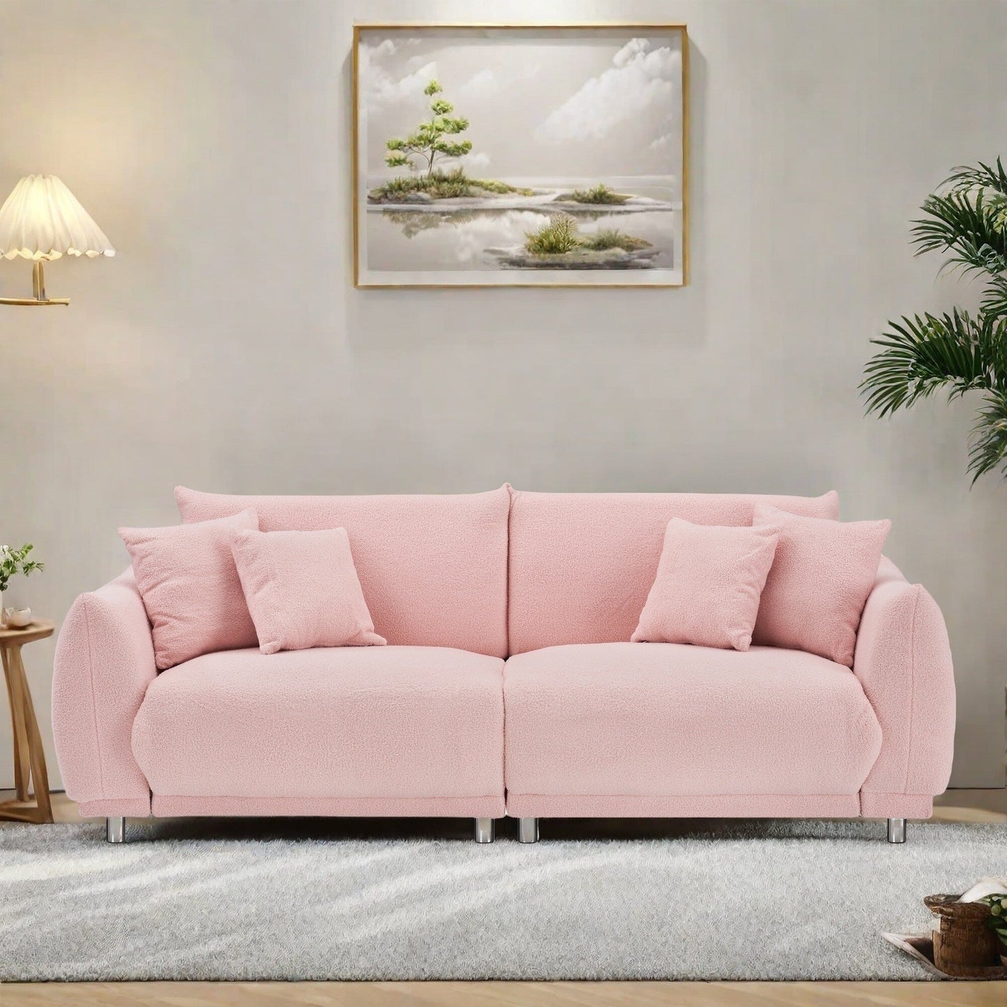 86.6 Fabric 3-Seat Sofa with Removable Stain-Resistant Covers and Medium-Density Foam