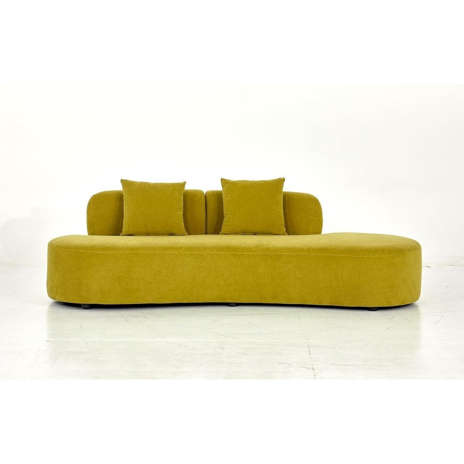 90.2 inch Half Moon Curved Velvet Living Room Sofa